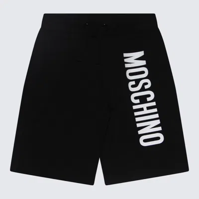 Moschino Kids' Black And White Cotton Blend Track Shorts