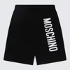MOSCHINO BLACK AND WHITE COTTON BLEND TRACK SHORTS