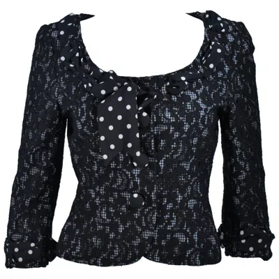 Pre-owned Moschino Black And White Lace Jacket With Polka Dot Silk Size 8