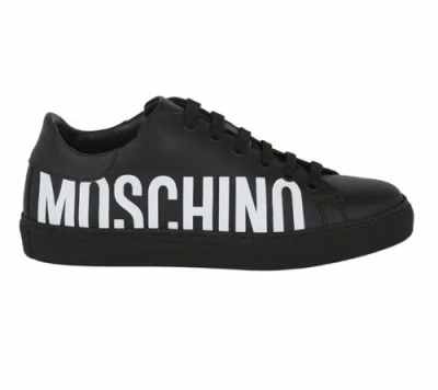 Pre-owned Moschino Black & White Logo Leather Sneakers Women's Size Us 8/ Eu 38