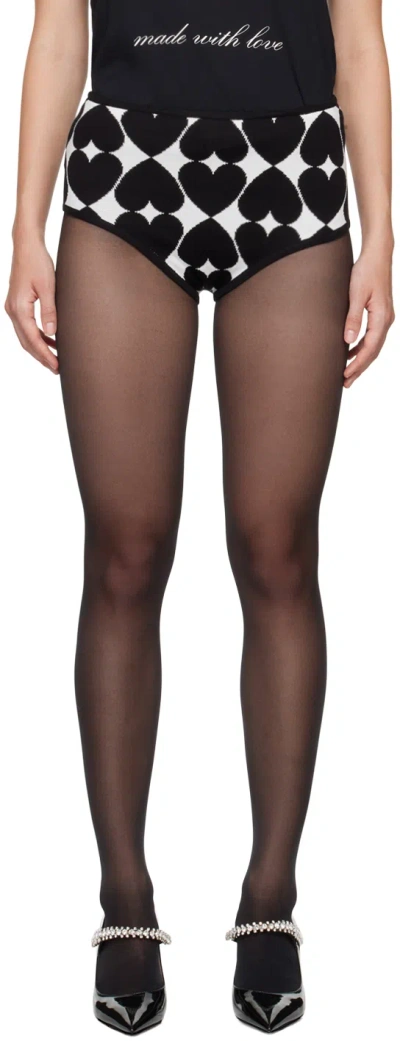 Moschino Black & White Optical Print Shorts In 2555 Multi Black