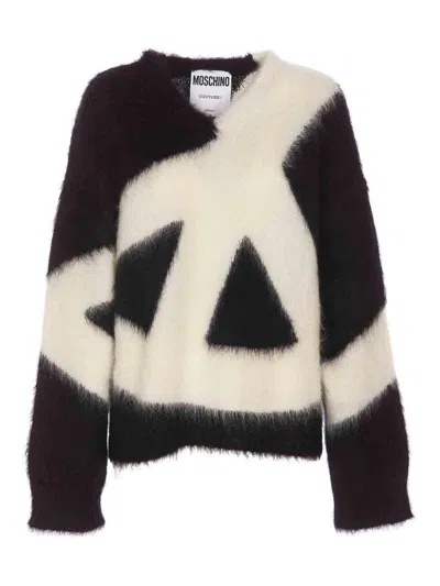 MOSCHINO BLACK AND WHITE SWEATER CREWNECK