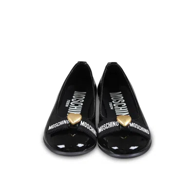 Moschino Kids' Black Ballet Flats For Girl With Heart