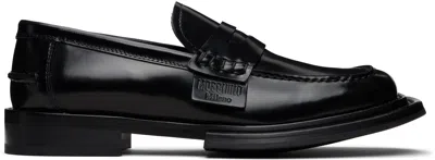 Moschino Polished Silk And Nylon Black Loafers