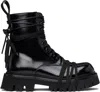 Moschino Glossy Leather Lace-up Boot With Sole