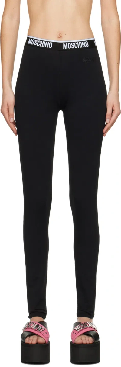 Moschino Black Bonded Leggings In A0555 Black