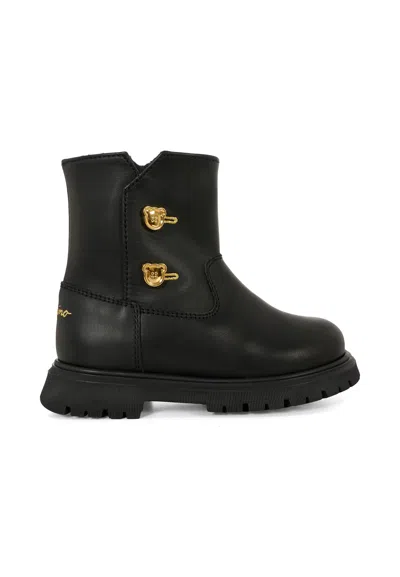 Moschino Kids' Black Boots For Girl With Logo