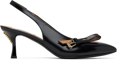 Moschino Black Buckled Bow Heels In 000 Black