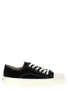 Moschino Stitched Canvas Low-top Sneakers With Rubber Sole In Black
