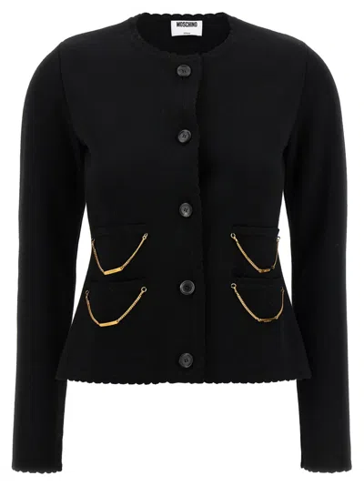 MOSCHINO BLACK CHAIN CARDIGAN