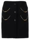 Moschino Skirt With Chain Embellishments And Scalloped Edges In Black