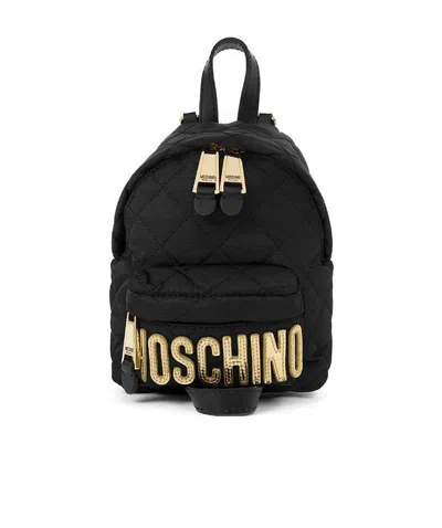 Moschino Black Checked Mini Backpack