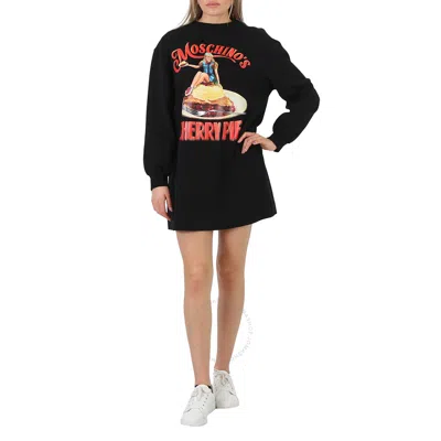 Moschino Black Cherry Pie Print Long-sleeve Jumper Dress