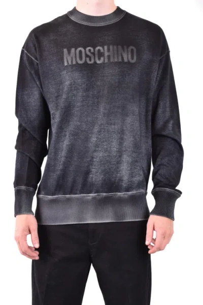 Moschino Crew Neck Sweaters Washed Effect In Black