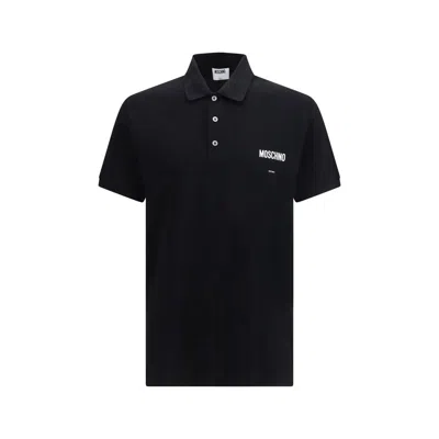 Moschino Logo Short-sleeved Polo Shirt In Black
