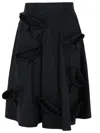 Moschino Flared Knee Length Skirt With Bow Accents In Black