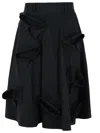 Moschino Flared Knee Length Skirt With Bow Accents In Black