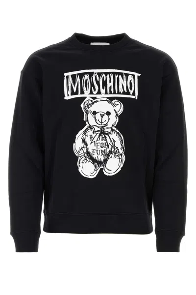 Moschino Black Cotton Sweatshirt In Fantasianero