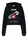 Moschino Printed Cotton Jersey Hooded Sweatshirt In Negro