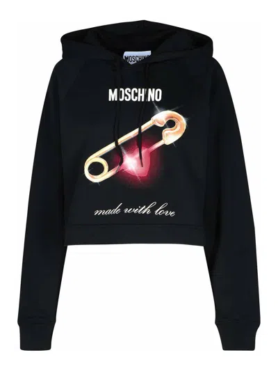 MOSCHINO BLACK COTTON SWEATSHIRT