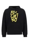 Moschino Drawstring Hood Cotton Sweatshirt In Nero