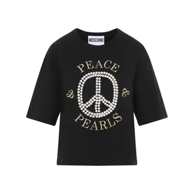 MOSCHINO BLACK COTTON T-SHIRT