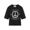 Moschino Black Cotton Logo Print T-shirts In Black