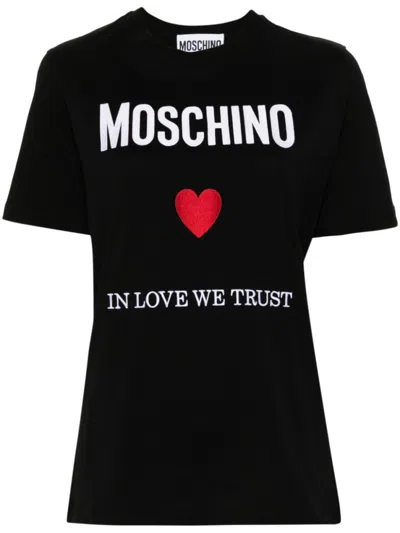 MOSCHINO BLACK COTTON T-SHIRT