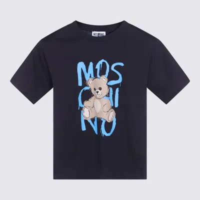 Moschino Kids' Black Cotton T-shirt In Blue