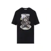 Moschino Black Cotton T-shirt With Playful Bear Graphic In Black