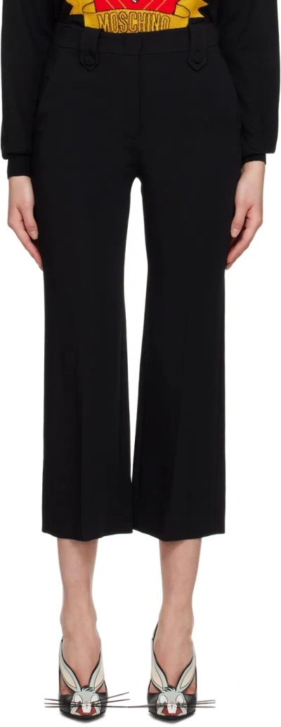 Moschino Black Creased Trousers In A0555 Black