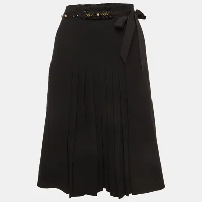 Pre-owned Moschino Black Crepe Pleated Mini Skirt M