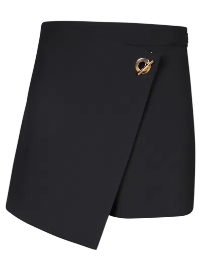 Moschino Stretch Crepe Front Wrap Shorts In Black