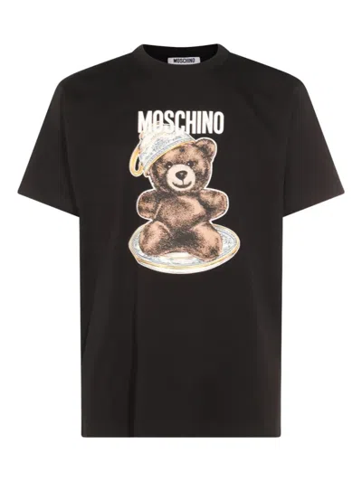 Moschino Men Black Crewneck Graphic Print T-shirt