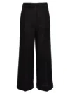 Moschino Wide-leg Textured Fabric Elastic Waistband Pants In Black