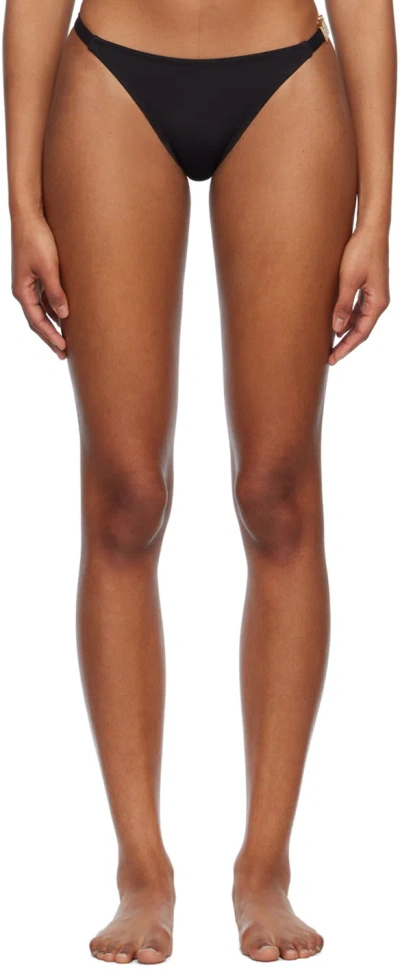 Moschino Black Crystal-cut Bikini Bottoms In 0555 Black