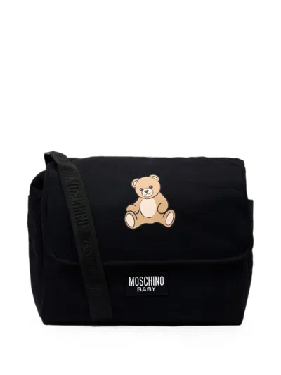 Moschino Black Diaper Bag With Teddi Logo