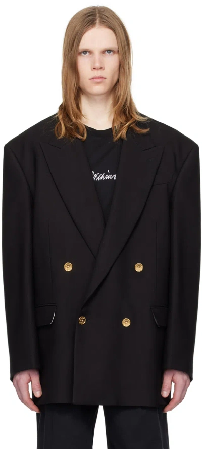 Moschino Black Double-breasted Blazer In A0555