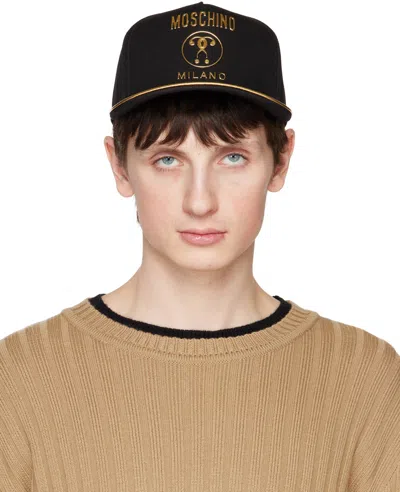 Moschino Black Double Question Mark Cap In A0555 Black