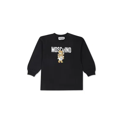Moschino Kids' Black Dress For Baby Girl With Two Teddy Bears