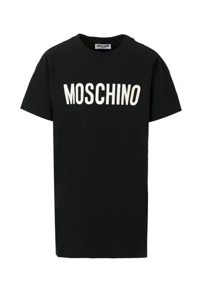 Moschino Kids' Black Dress For Girl With Logo