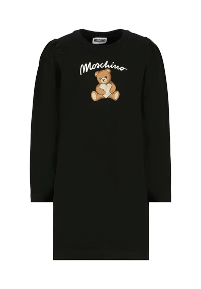 Moschino Kids' Black Dress For Girl With Teddy Bear