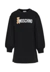 Moschino Black Dress For Girl With Teddy Bear In Animal Print