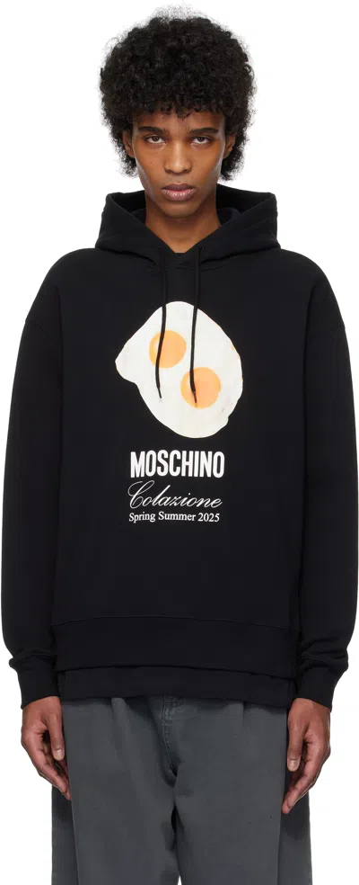 MOSCHINO BLACK EGGS PRINT HOODIE