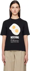 Moschino Black Eggs Print T-shirt In 1555 Multi Black
