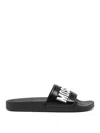 MOSCHINO BLACK EMBOSSED LOGO SANDALS