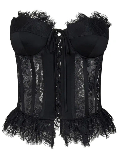 MOSCHINO BLACK FLORAL LACE BODICE TOP