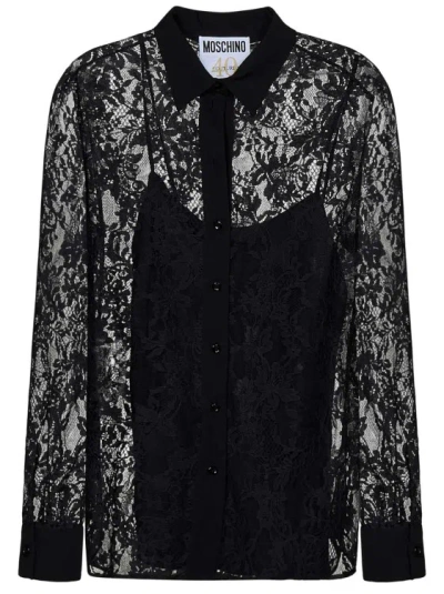 MOSCHINO BLACK FLORAL LACE SHIRT