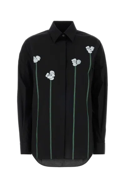 Moschino Black Floral Print Stretch Shirt