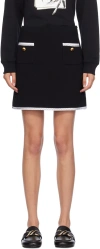 Moschino Heart-button Crepe Skirt With Grosgrain Detail In 0555 Black